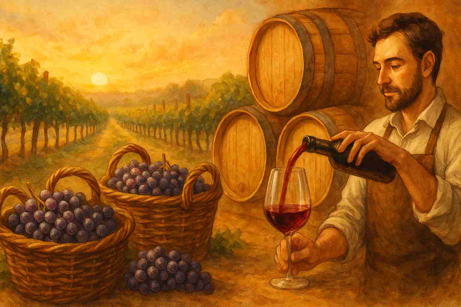 La elaboración del vino en una imagen